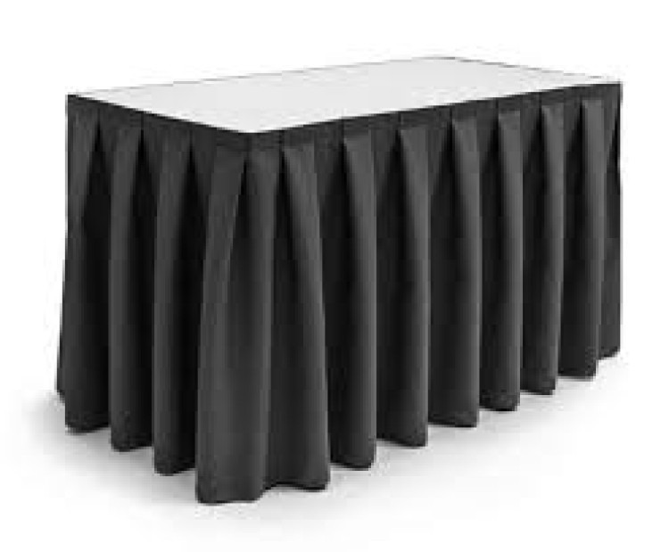 Black Table Skirting (14 Feet x 30 Inch Tall) *Clips or Velc