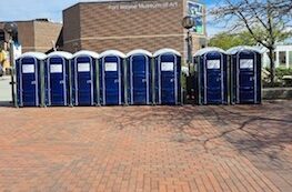 At the Fort Wayne museum of art Summit City Rental is seen with their porta potty rentals.