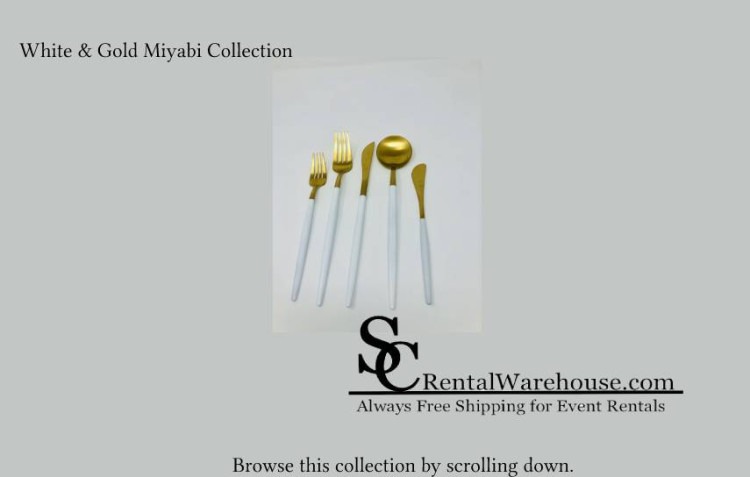 Miyabi Flatware Rental - White + Gold