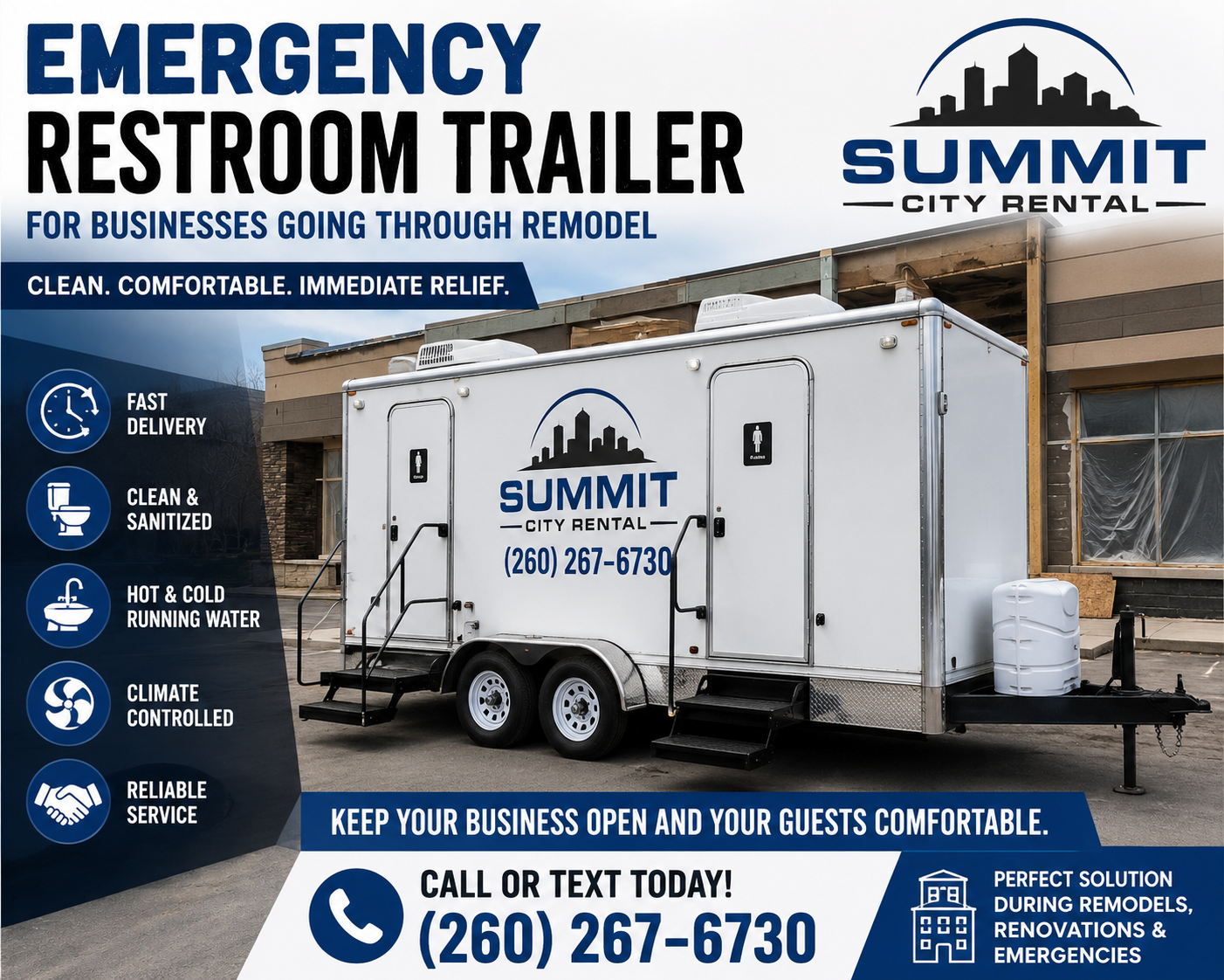 Summit City Rental Restroom Trailer Rental Northeast indiana and northwest ohio.